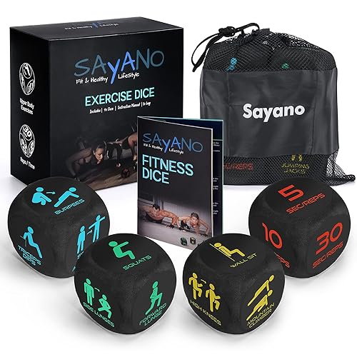Sayano – 4 x Workout/Fitnesswürfel für Home & Outdoor Fitness/Workout + Tasche + Anleitung