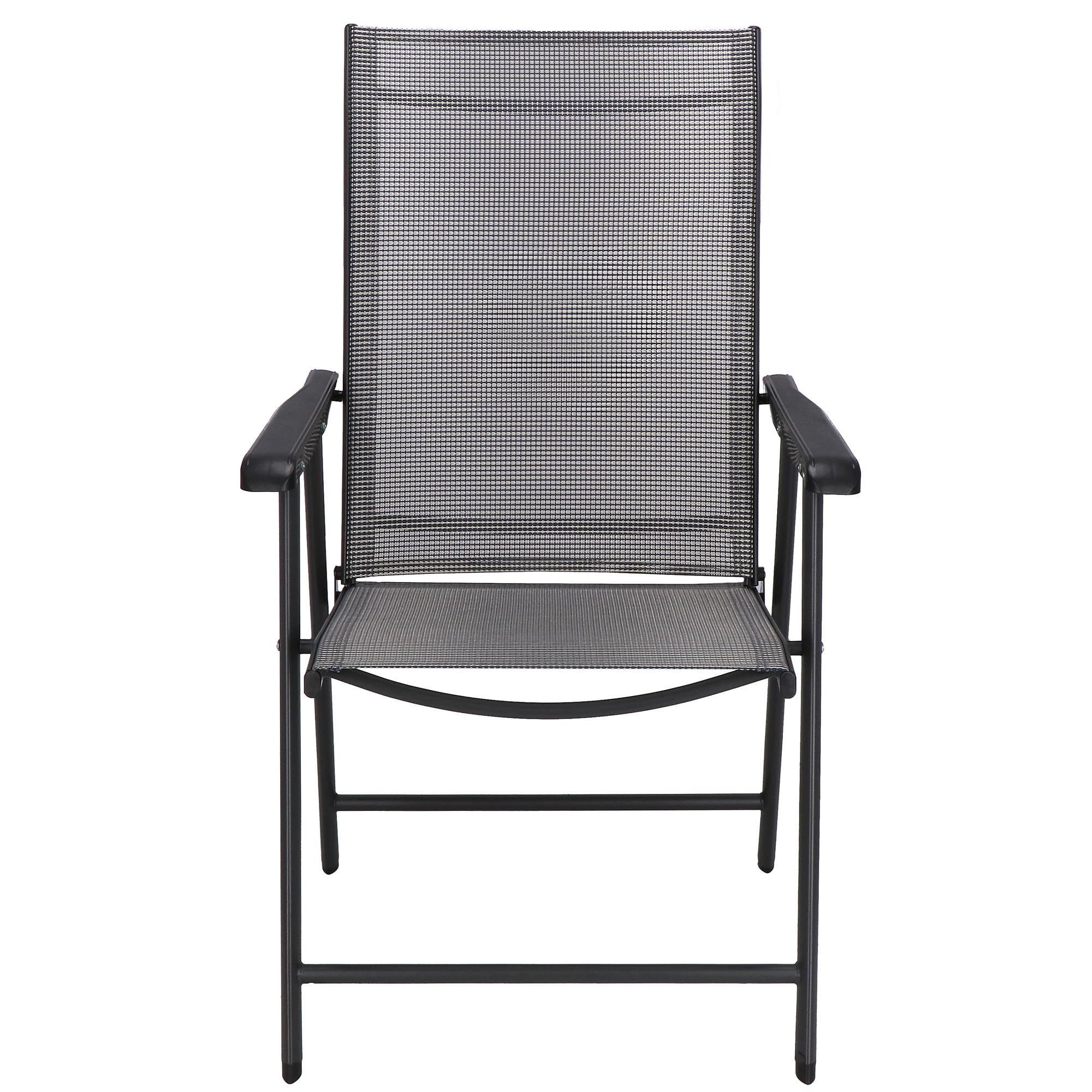 SPRINGOS Chaise de Jardin Pliante avec Accoudoirs 49x49x96 cm – Chaise de Balcon Pliable et Résistante aux Intempéries, Siège Confortable en Métal et Textilène pour Terrasse