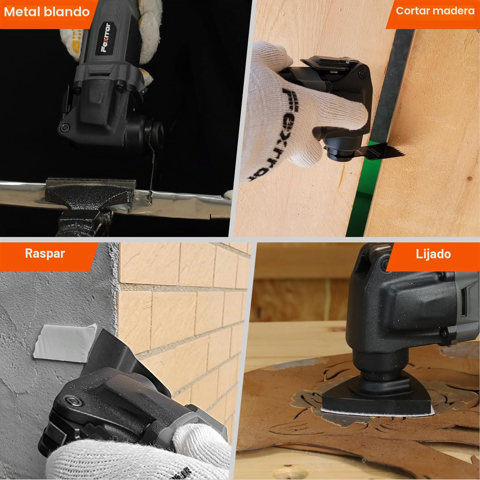 Multiherramienta Oscilante 20V, Herramienta Multifunción a Batería de 6 Velocidades, 8000-19000 RPM, Con Batería y Cargador, 24 Accesorios, Herramientas Oscilantes Para Serrar, Cortar, Lijar