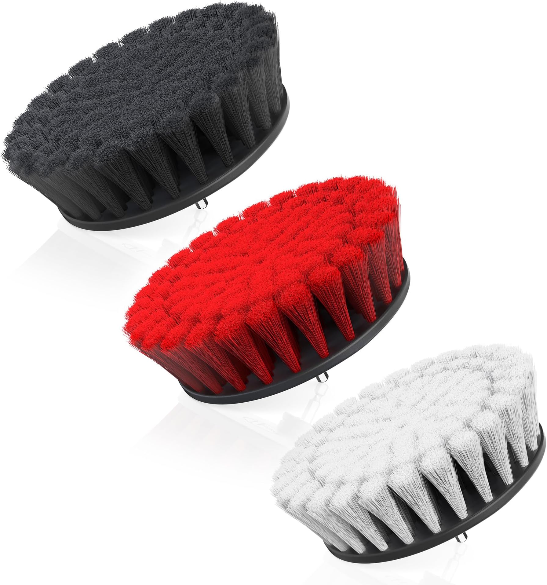 Hoover Multi-Purpose Cleaning Brush Kit, 3 Piece, 6" Soft, Medium and Hard Bristle Brushes Included, For Use on Various Surfaces, Whole Home Cleaning, Scrubber Brush Drill Attachment for Cleaning