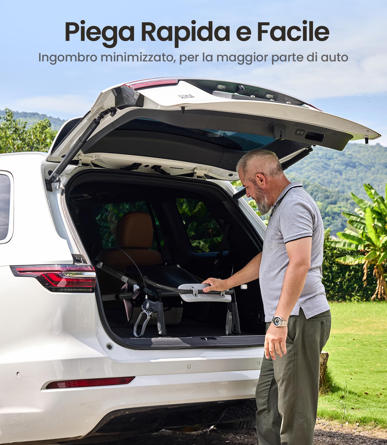 VOCIC Deambulatore pieghevole e leggero con seduta, 6,3 kg ultraleggero | Deambulatore per anziani, max 150 kg, sedile ergonomico, altezza regolabile, walker stretto per casa & viaggi, nero