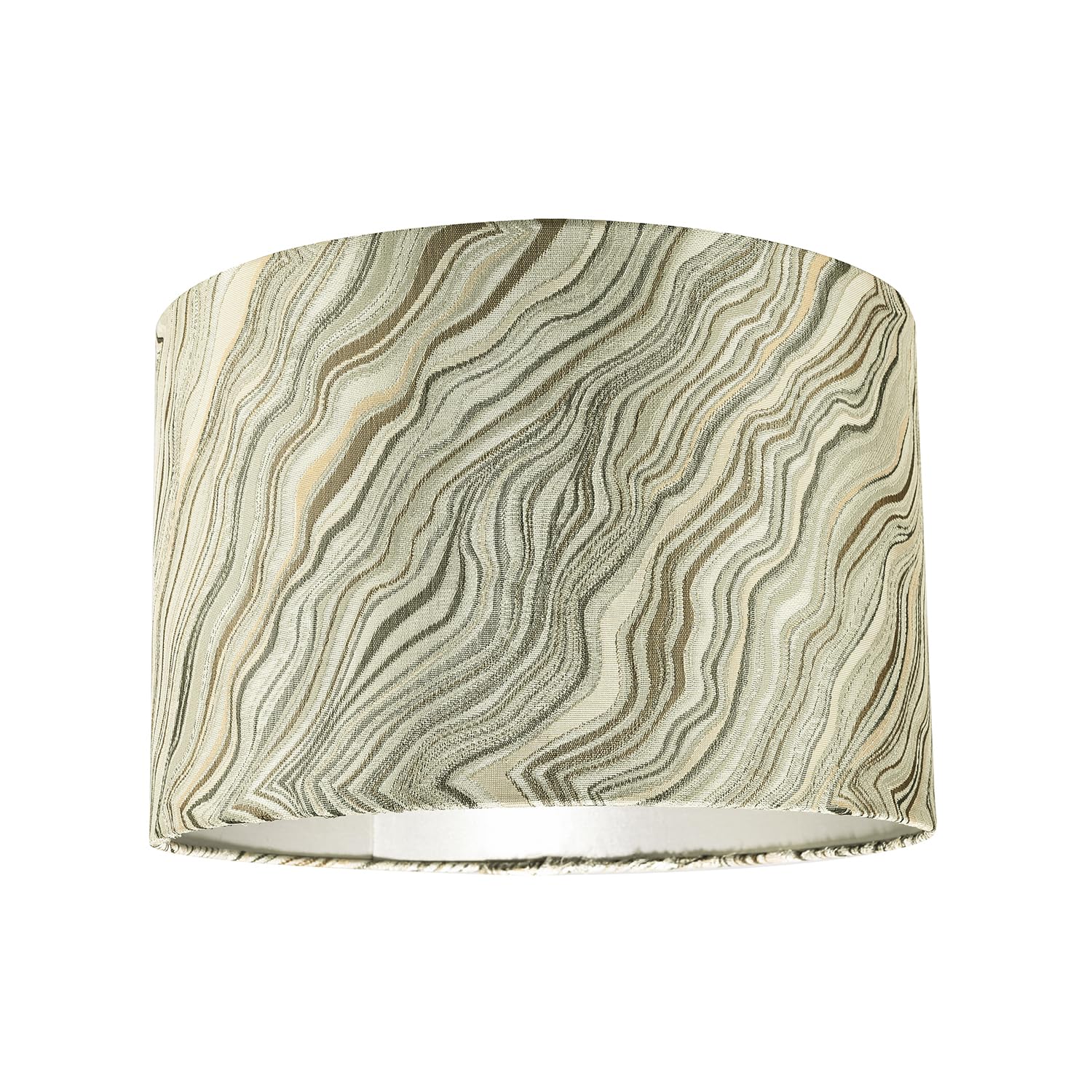 Contemporary Textured Silver and Gold Jacquard Lamp Shade with Wavy Design | 30cm x 20cm | Silver Satin Inner Lining by Happy Homewares