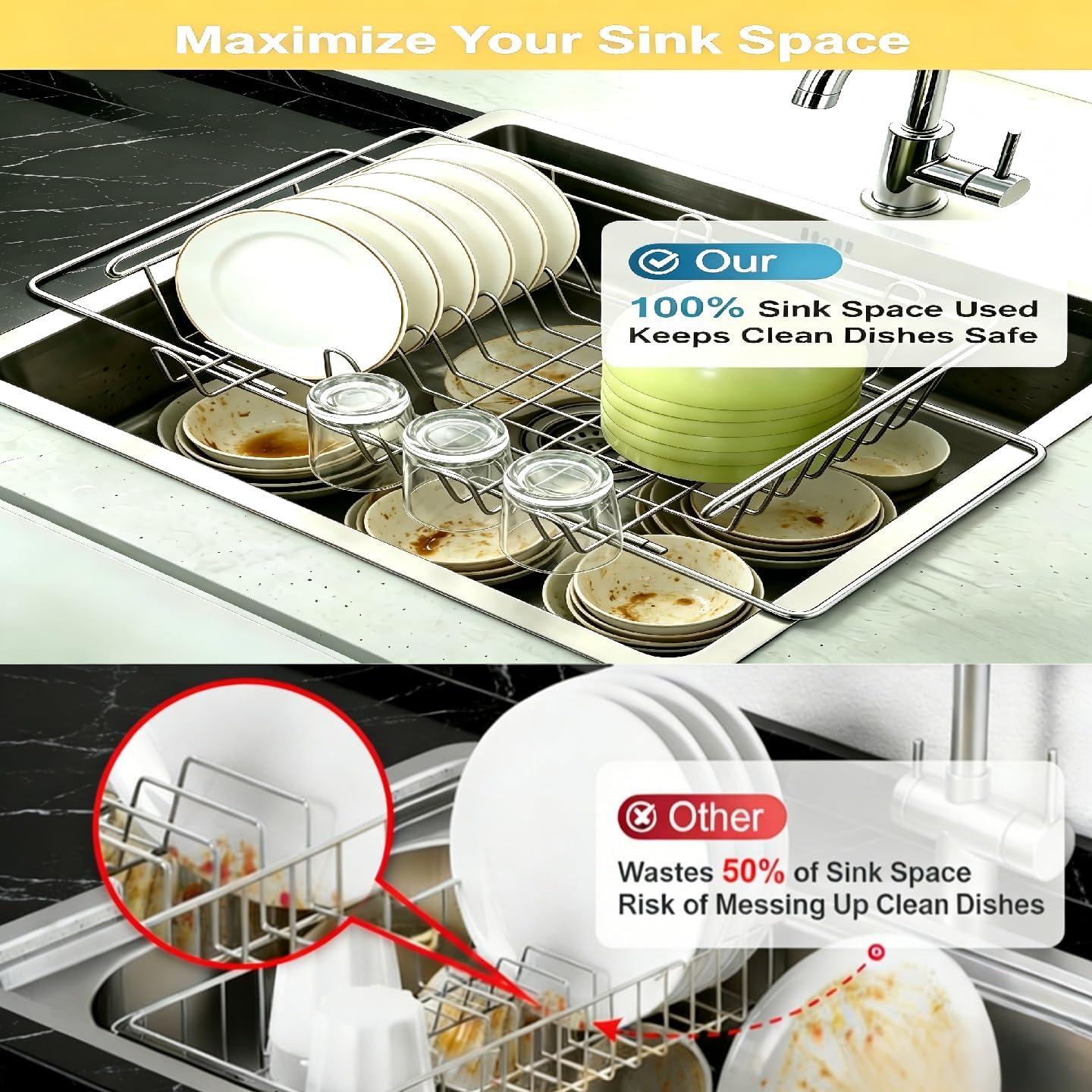 Expandable Stainless‑Steel Over‑Sink Dish Drying Rack image 5