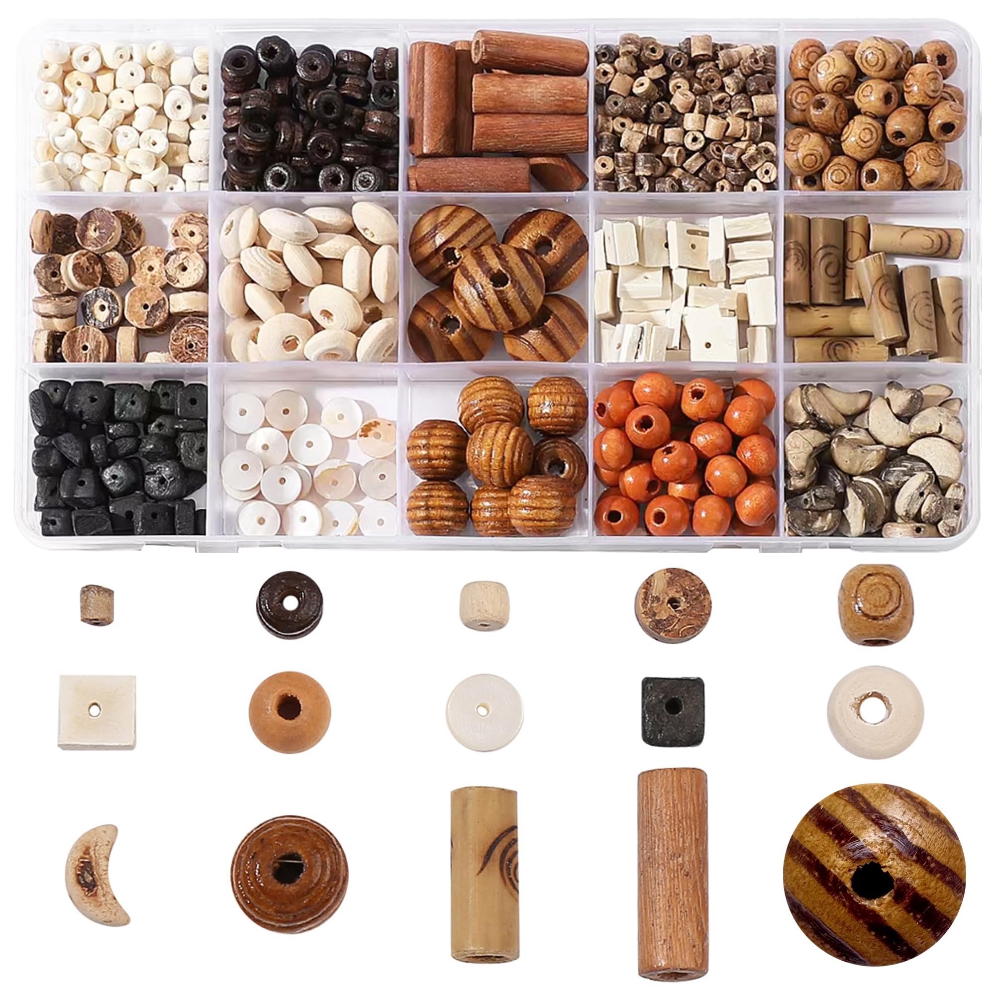 630Pcs Natural Coconut Shell Beading for Jewelry Making Kit -Handmade Coconut Shell Beach Theme Charms Beading for Making Bracelet Necklace Kit DIY Crafts, Boho Style Jewelry Gifts for Woman/Man