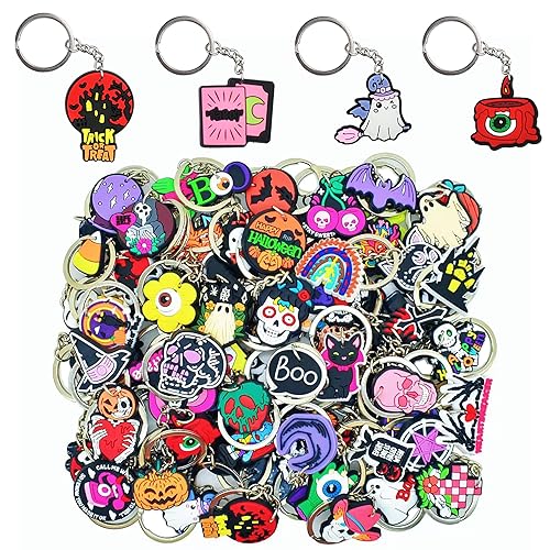50PCS Halloween Keychain, Lot Horro Ghost Pumpkin Spooky Skeleton Keychains