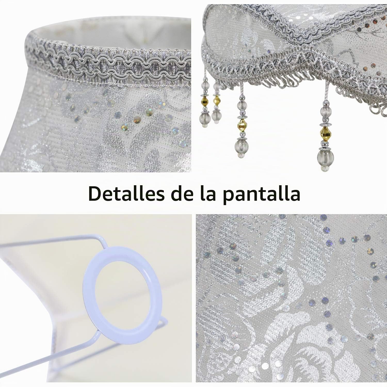 17.7" E27/E14 Pantalla de Lámpara de Mesa Pantalla de Pie,18x45x32cm Plata