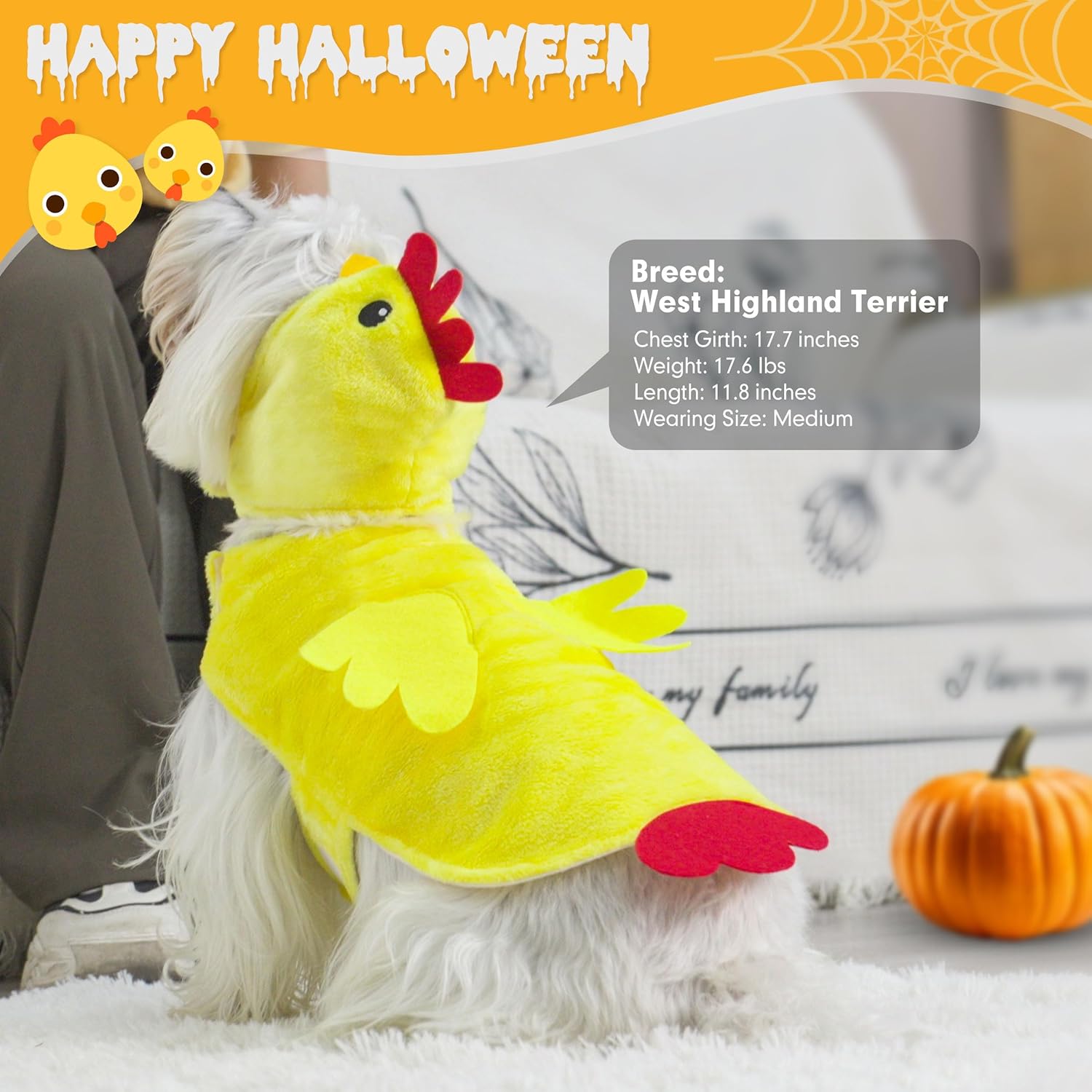 cyeollo Large Dog Chicken Costume Halloween Pet Costumes Cosplay Outfits Cute Dog Hoodies Coats Medium Large Dogs Clothes, Yellow Chicken XXL