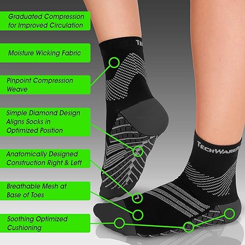 Miniatura 3 de TechWare Pro - Calcetines para fascitis plantar, calcetines de compresión de tobillo de grado terapéutico, para mujeres y hombres Nano calcetines