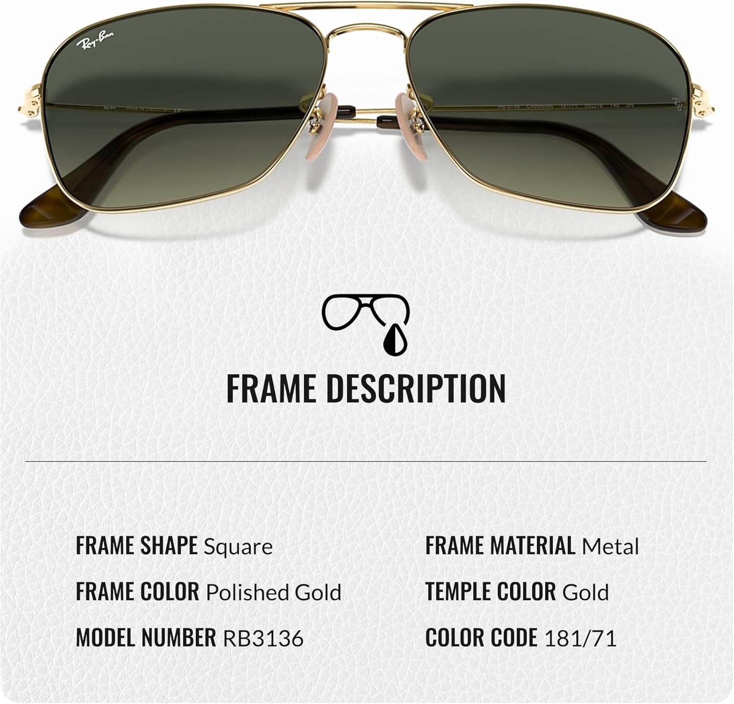 Ray-Ban RB3136 CARAVAN Square Shaped Sunglasses for Men & Women with Official RAYBAN Eyewear Kit - Image 3