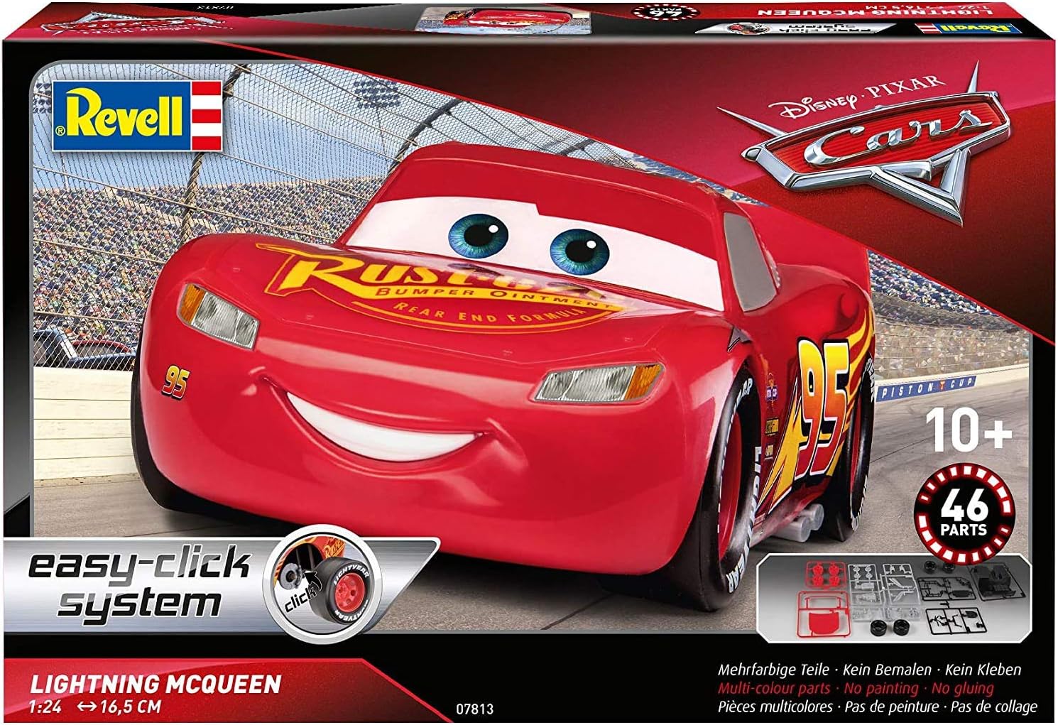 07813 Lightning McQueen Easy Click Model Kit (Scale 1:24), 165mm length