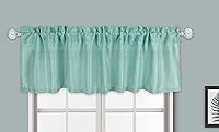 Vista 2 de Aiking Home Pure Cenefa de ventana de lino 100% sintético, tamaño 56 x 16 pulgadas, color aguamarina