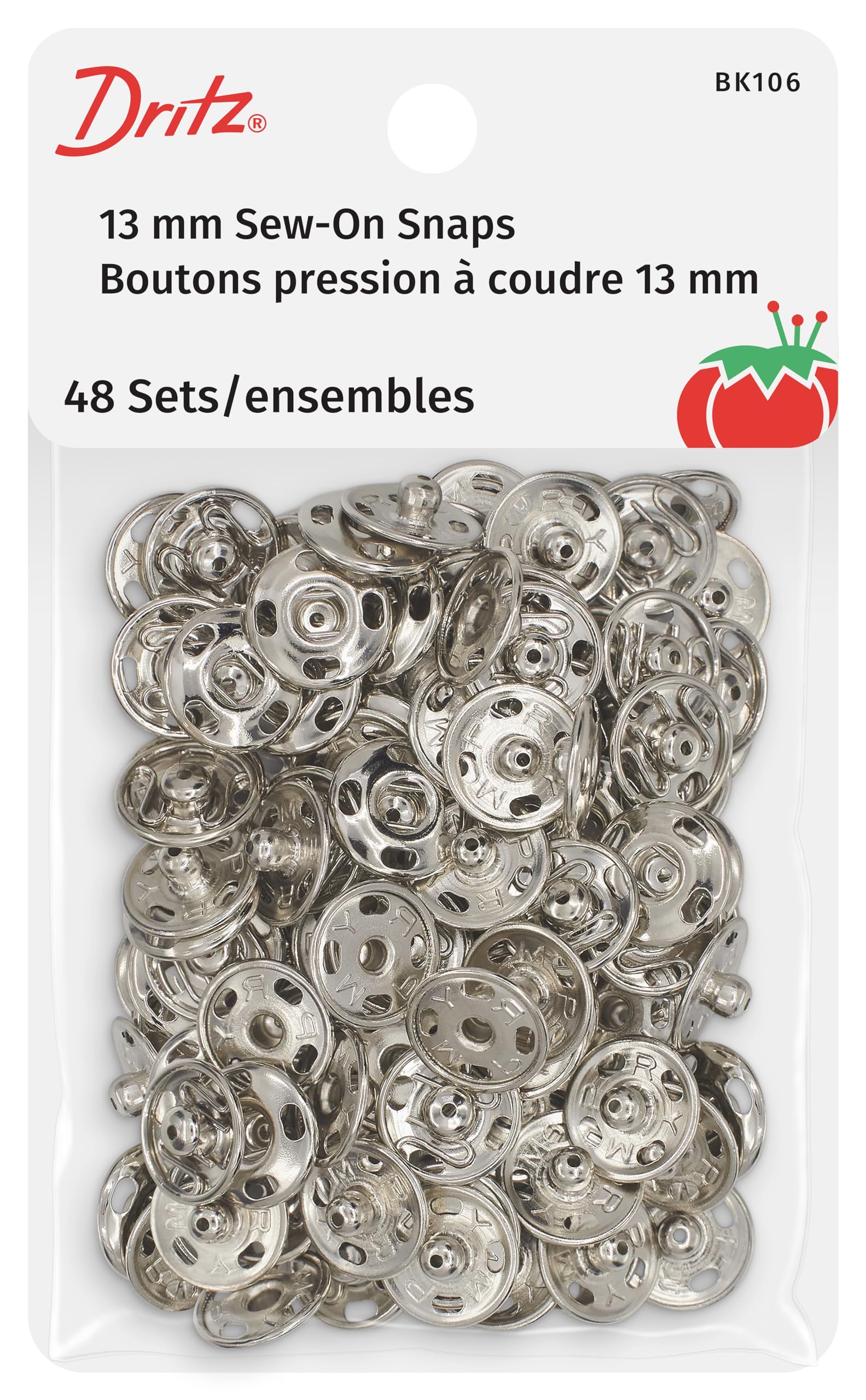 Dritz Sew On Snaps Nickel 48 Sets Fasteners, Size 3, 48ct