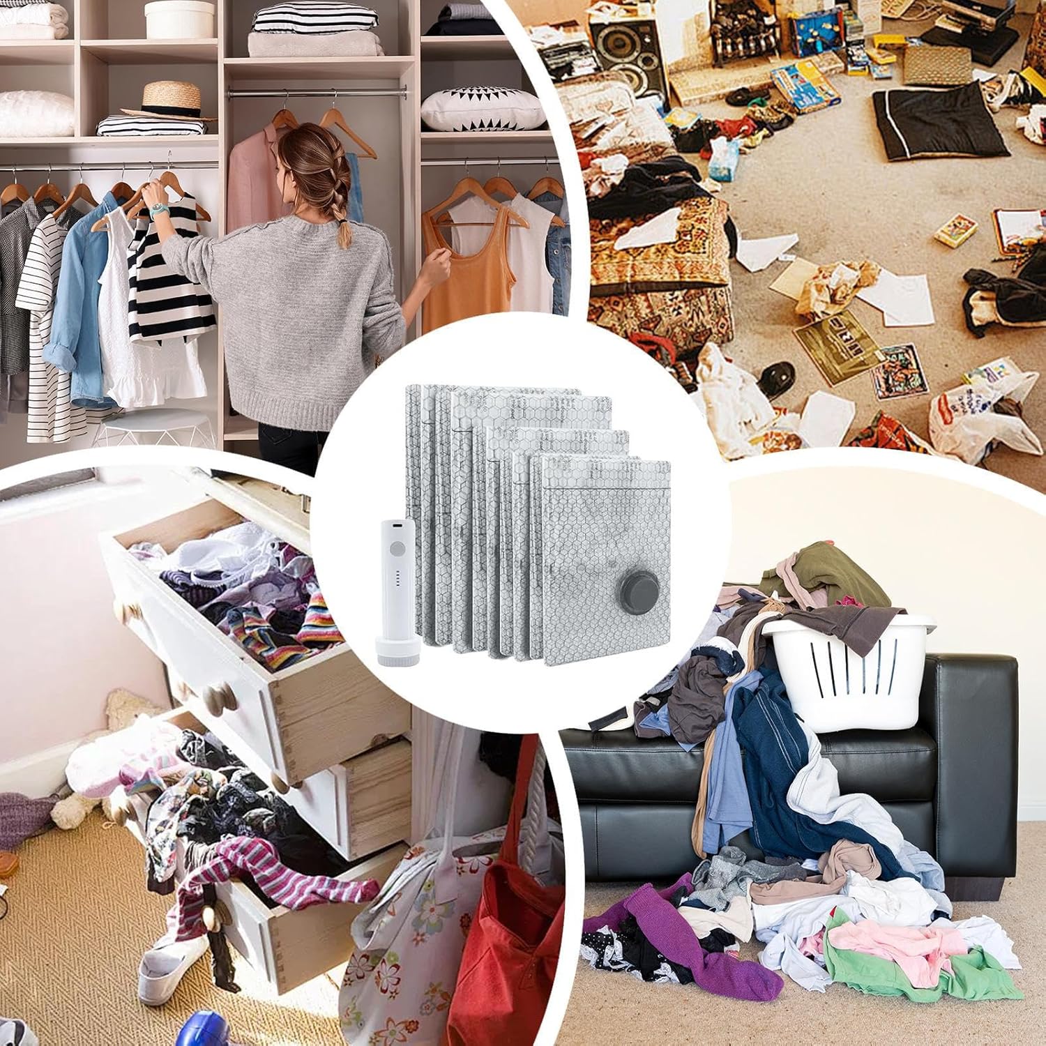 Vacuum Storage Bags | Pouch with Air Pump,Vacuum Bags for Clothing Travel - for Clothes Blanket Bedding Suitcase Indoor Outdoor Home Bedroom Closet Dorm Camping