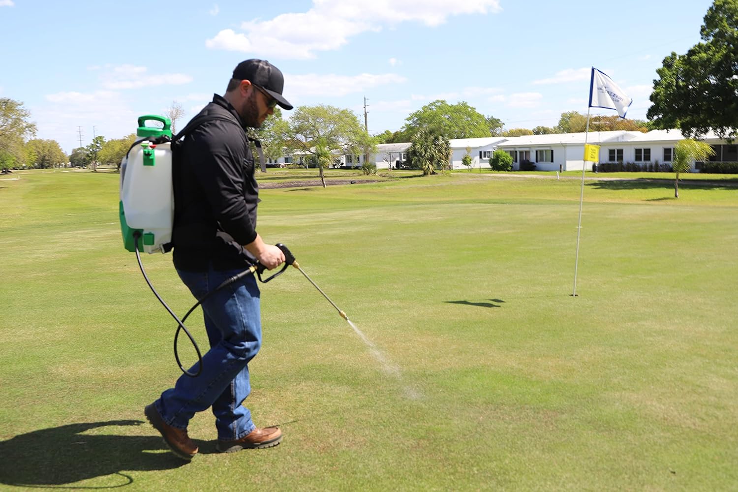 FlowZone Cyclone 2.5 Battery Powered Backpack Sprayer - Variable-Pressure 5-Position Electric Lawn & Garden Sprayer - 4 Gallon