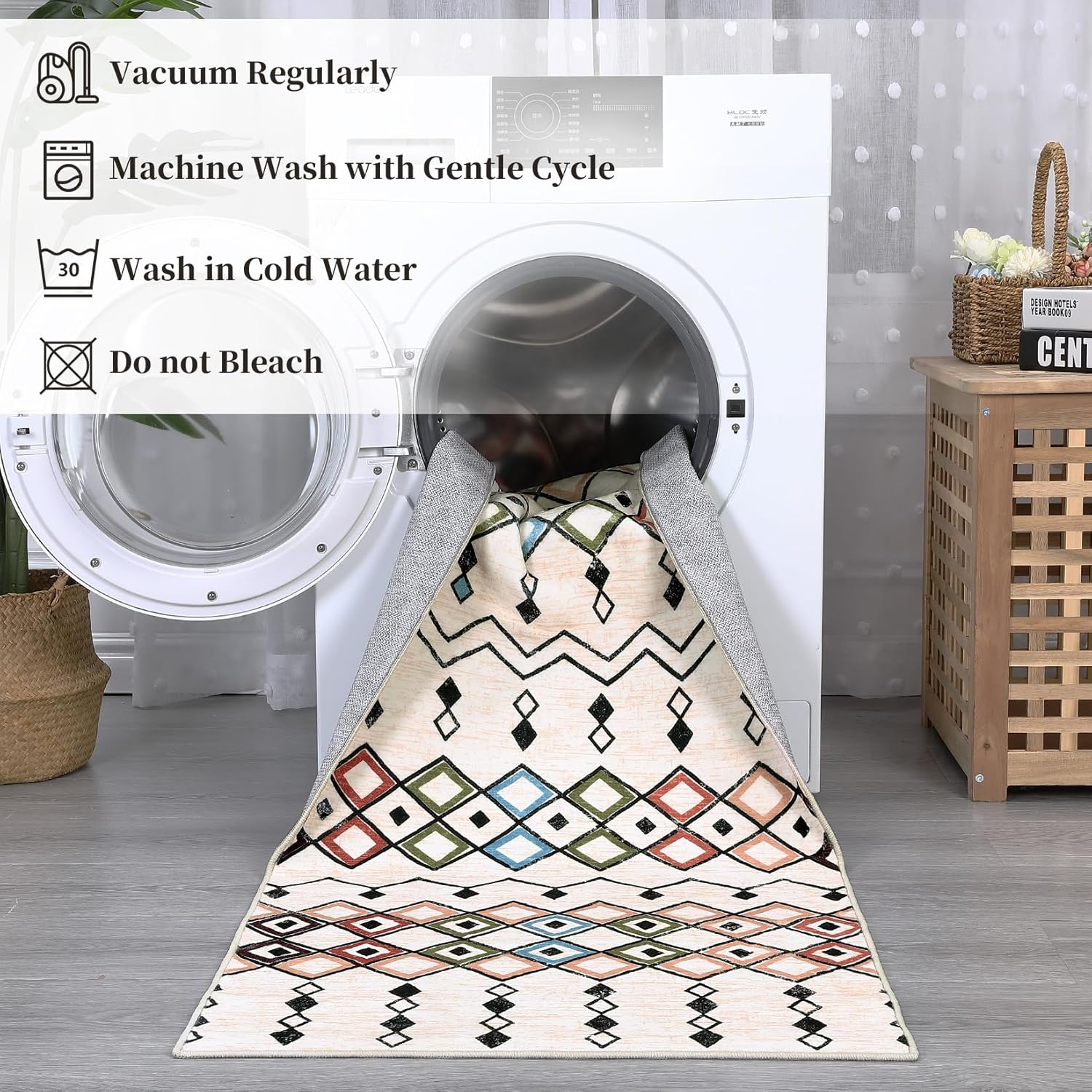 FairOnly 2x3 Boho Abstract Area Rug - Indoor/Outdoor, Non-Slip, Washable, Small Carpet for Kitchen, Bedroom, Bathroom, Entrance