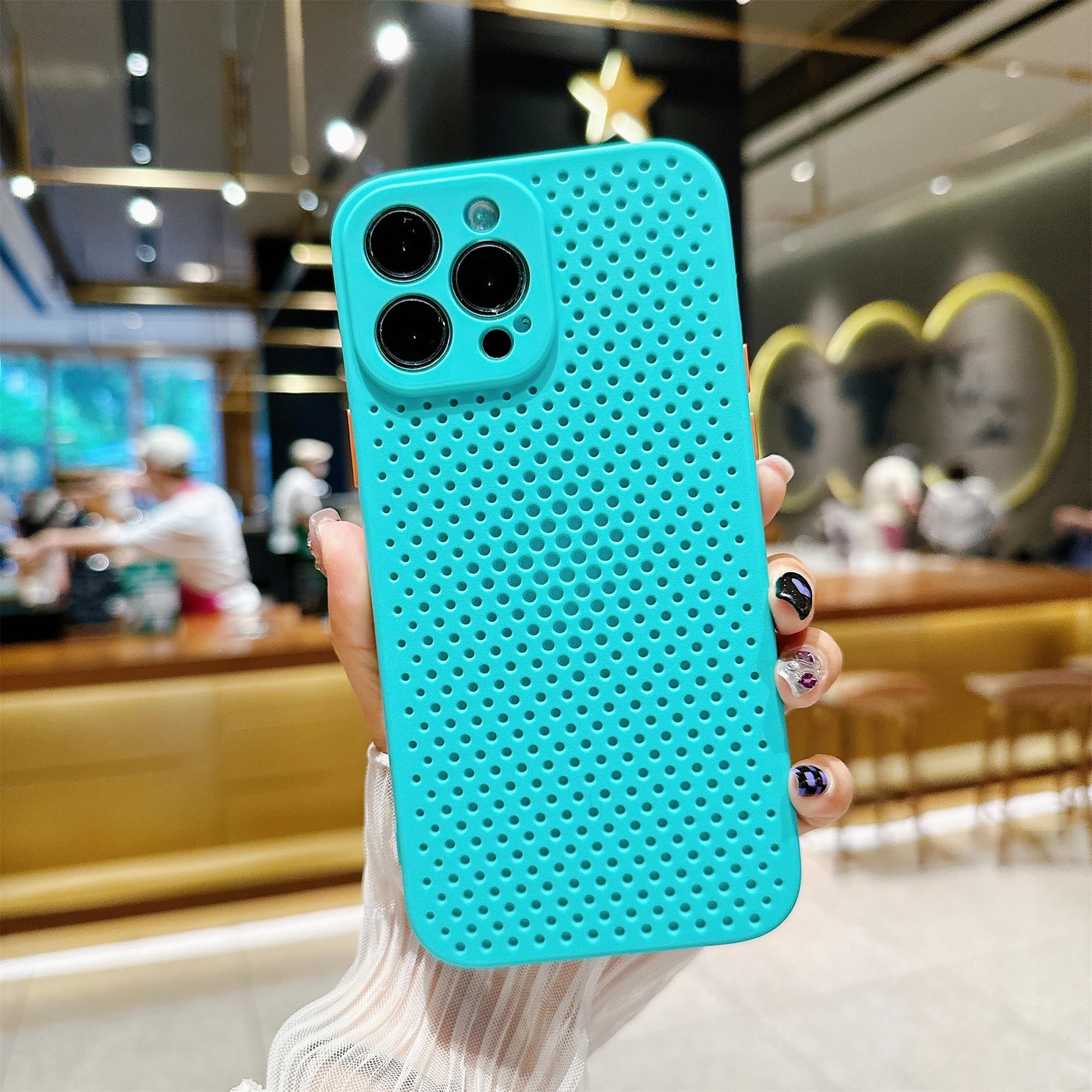 ADCOOG Designed for iPhone 12 Pro Max Case, Breathable Heat Dissipation Phone Case with Cellular Hole Full Back Camera Lens Protection Ultra Slim TPU Cover Anti Fingerprint Anti Scratch CaseMint Green