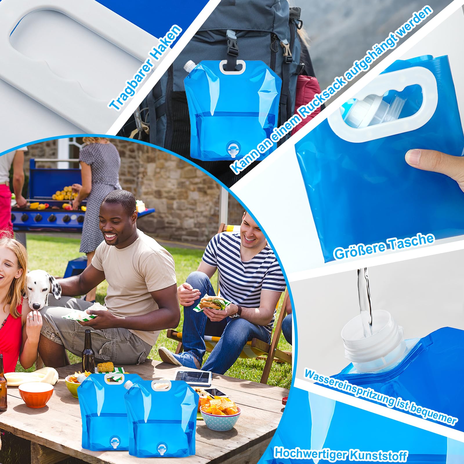 2 Taniche Acqua Pieghevoli Da 10L Con Rubinetto - Contenitore Per Campeggio, Emergenze E Outdoor - Foto 2