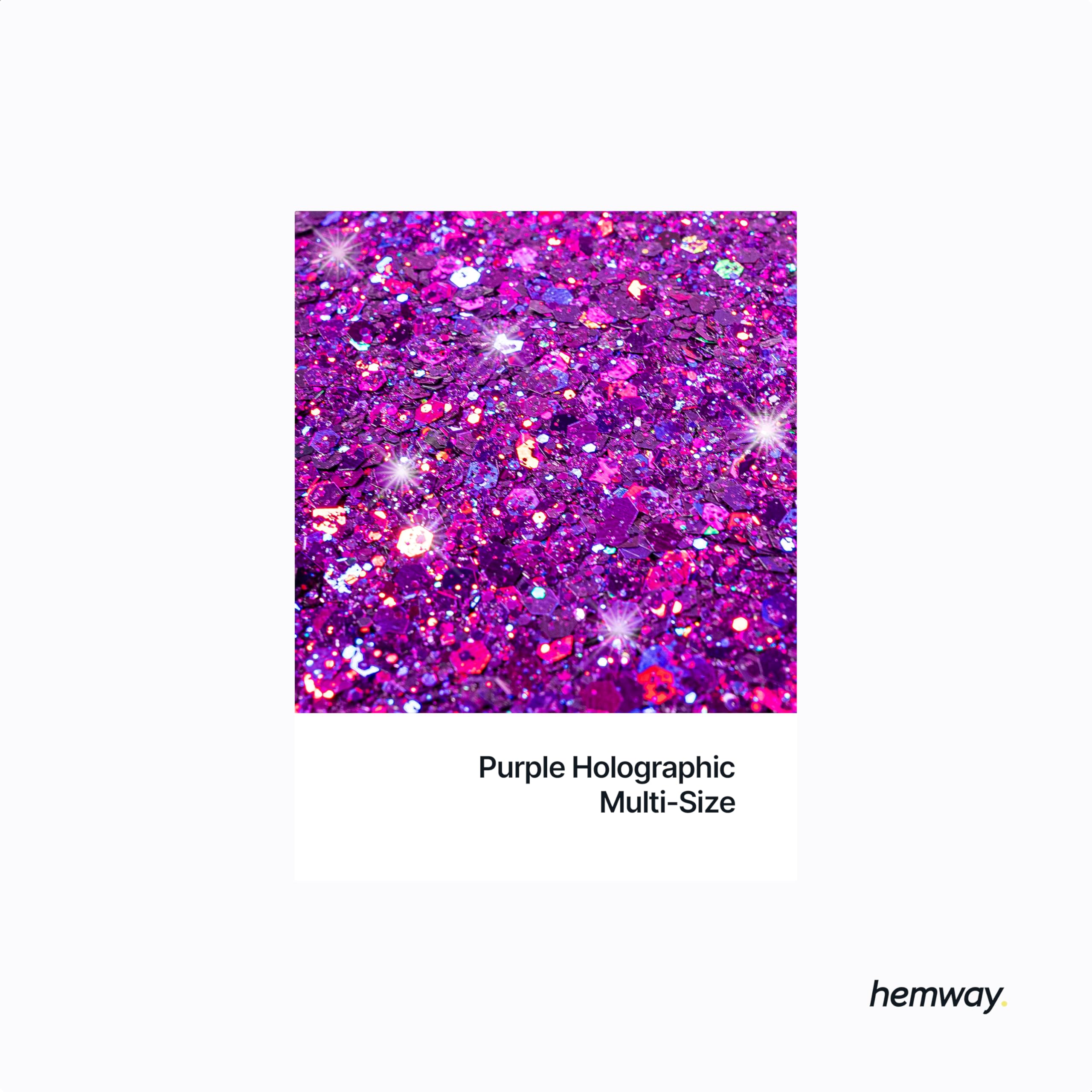 Hemway Craft Glitter Purple Holographic 100g Multi Size Glitter for Crafts Resin, Cosmetic, Nail, Face, Body, Festival - Image 2