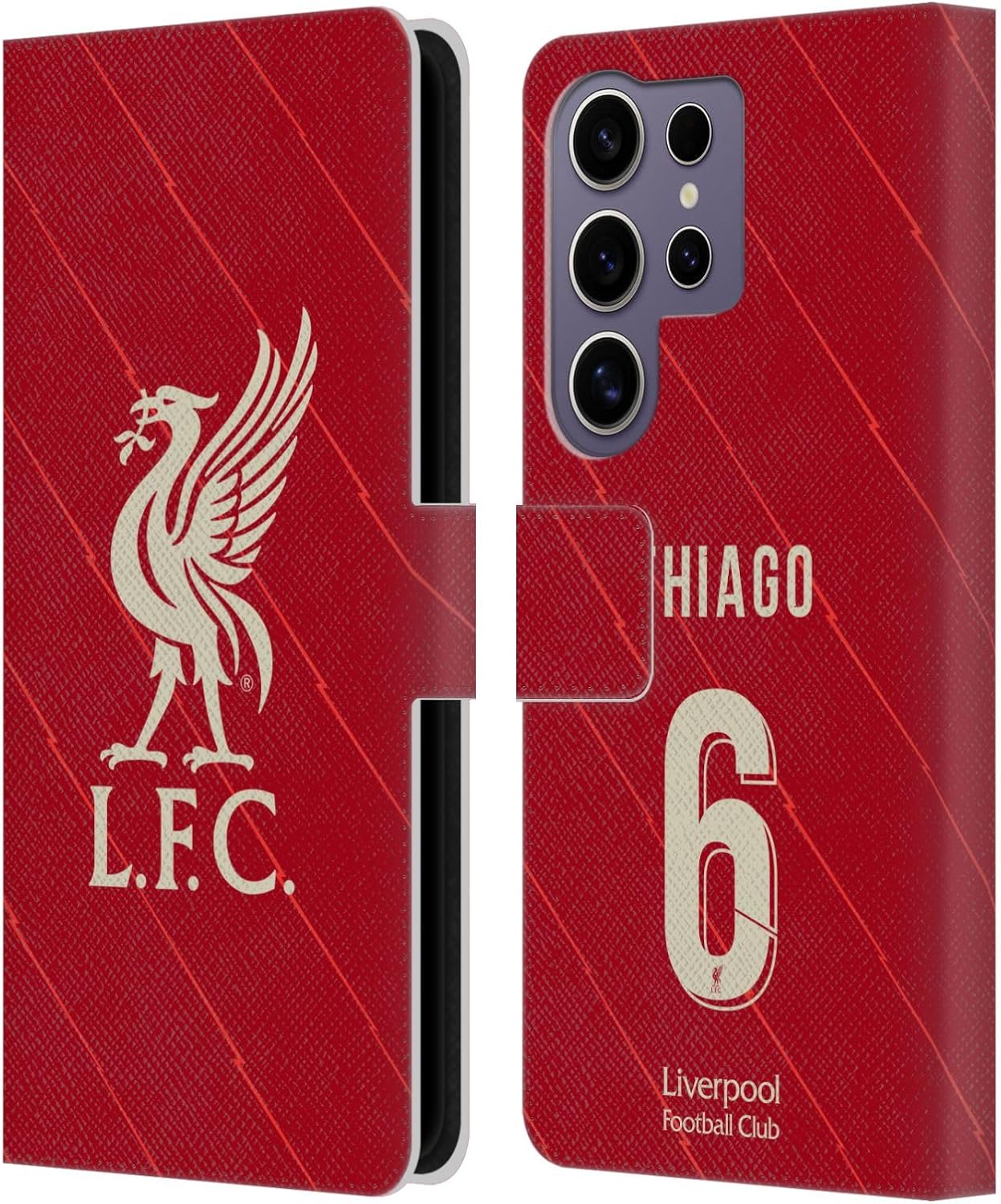 Head Case Designs Officially Licensed Liverpool Football Club Thiago 2021/22 Players Home Kit Group 1 Leather Wallet Case Compatible with Samsung Galaxy S25 Ultra