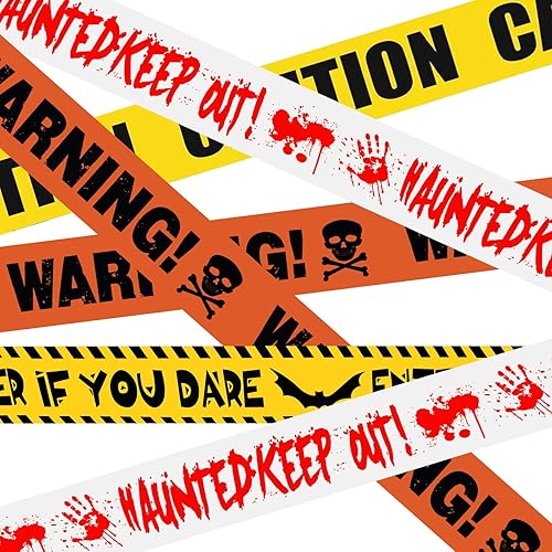 Lot de 4 Rubans D'avertissement D'halloween Zombie,Ruban D'avertissement de Danger,Bande