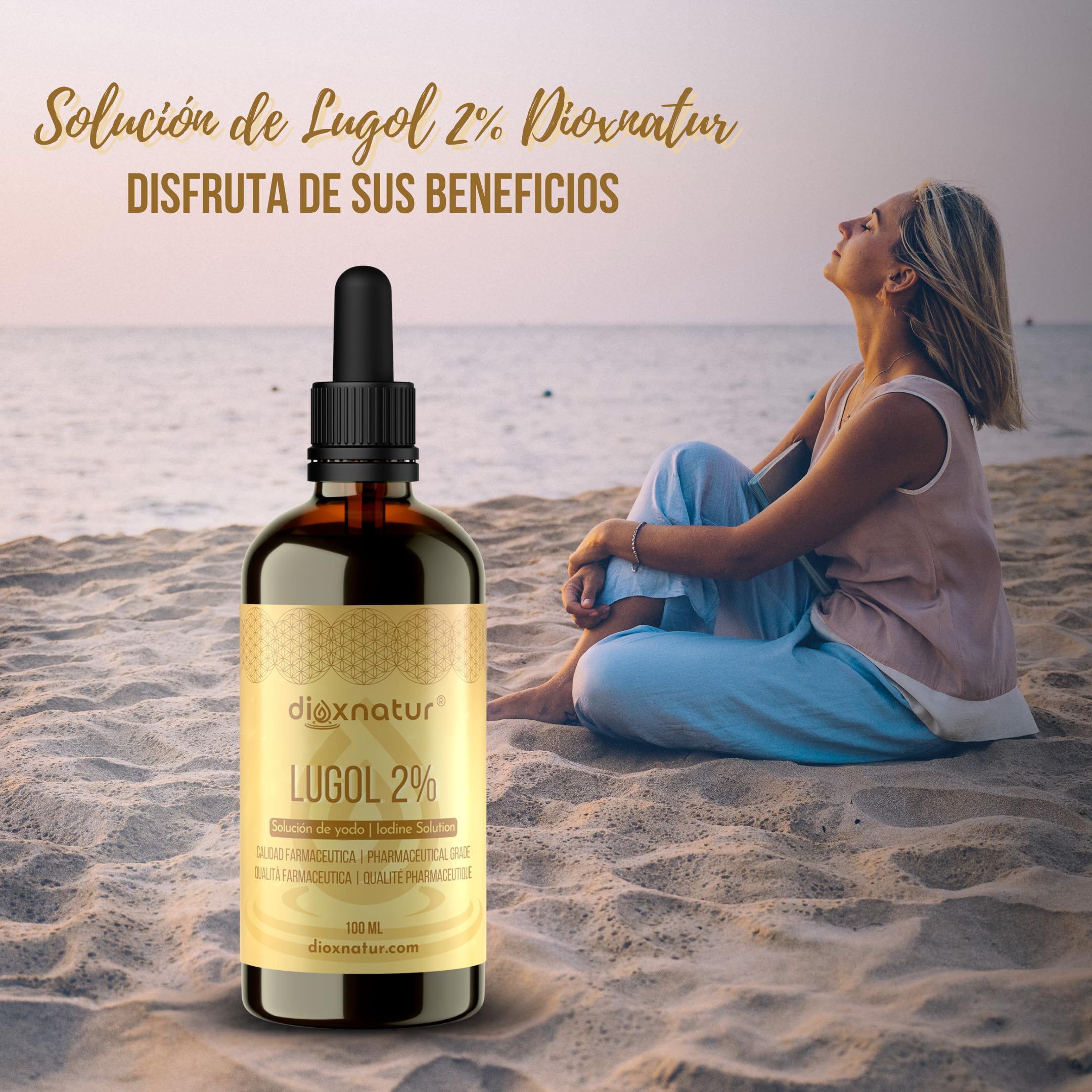 Solución de Lugol 2% Calidad Farmacéutica 100ml | Fórmula Suave de Yodo y Yoduro de Potasio con Pipeta Precisa