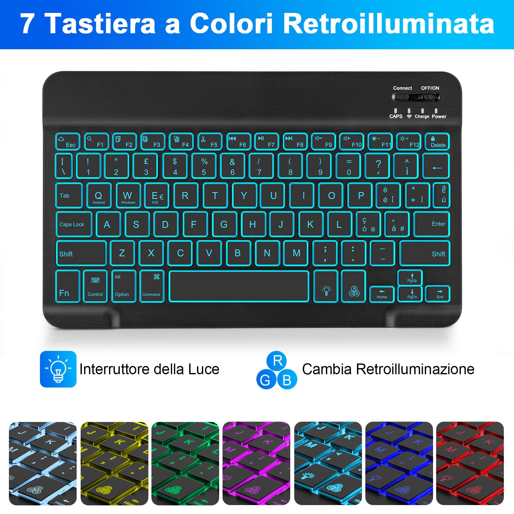 SAMSUNG Custodia con Tastiera Retroilluminata per Galaxy Tab A9 Plus 11" (SM-X210/X215/X216/X218), Layout Italiano, Cover con Tastiera Rimovibile, Nero