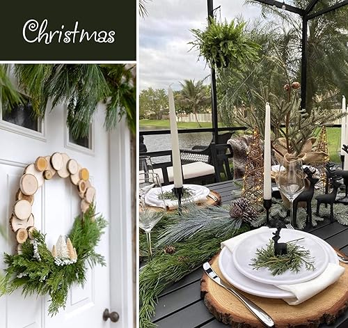 Miniatura 4 de Lemonfilter Juego de 8 rebanadas de madera natural de 5.9 a 6.3 pulgadas, círculos de madera sin terminar, rondas de madera para manualidades,