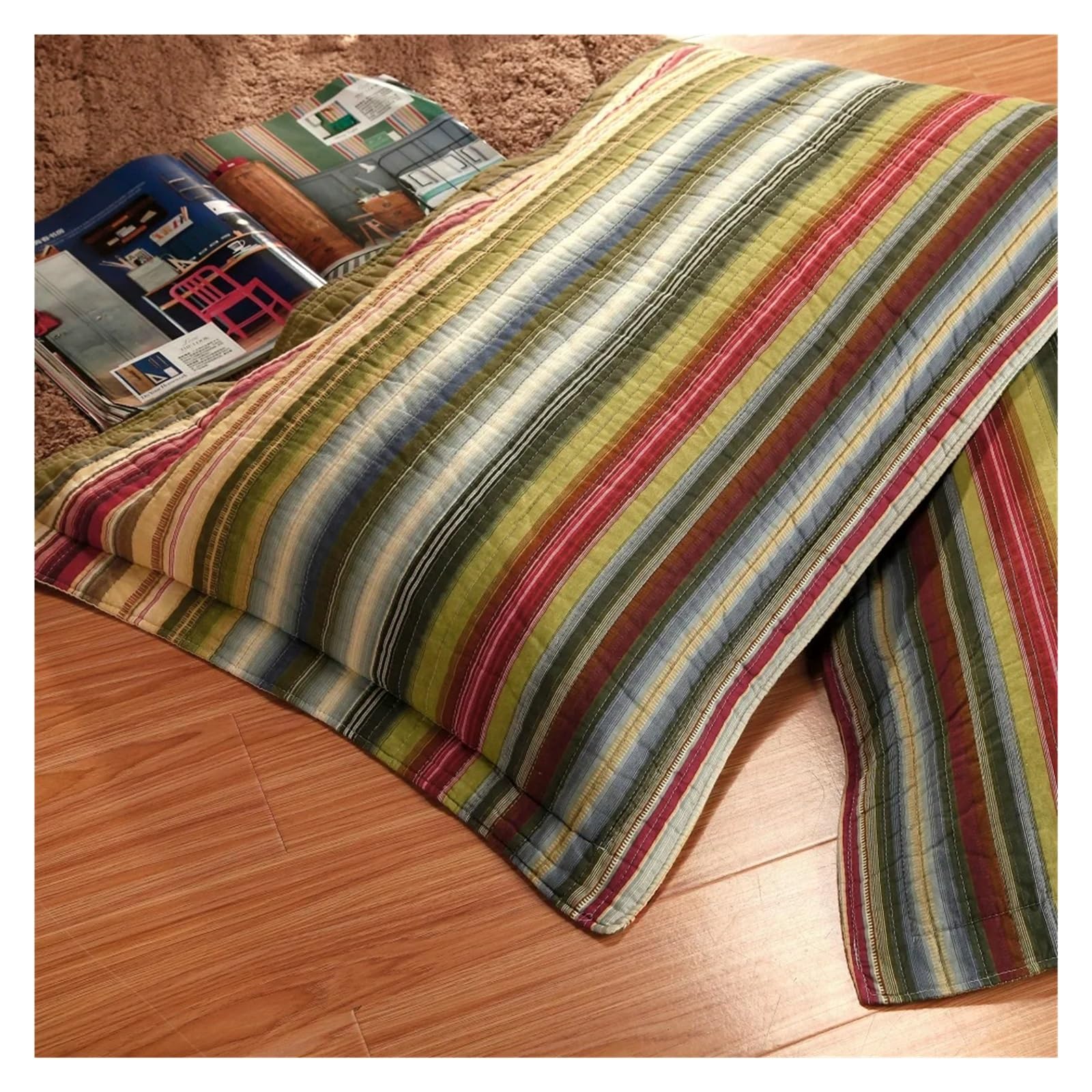 Cotton Quilt Yellow Martha Stewart Quilts Clearance Martha Stewart  Collection CLOSEOUT! Rustic Yarn-Dyed Stripe Cotton, image size:1600x1600