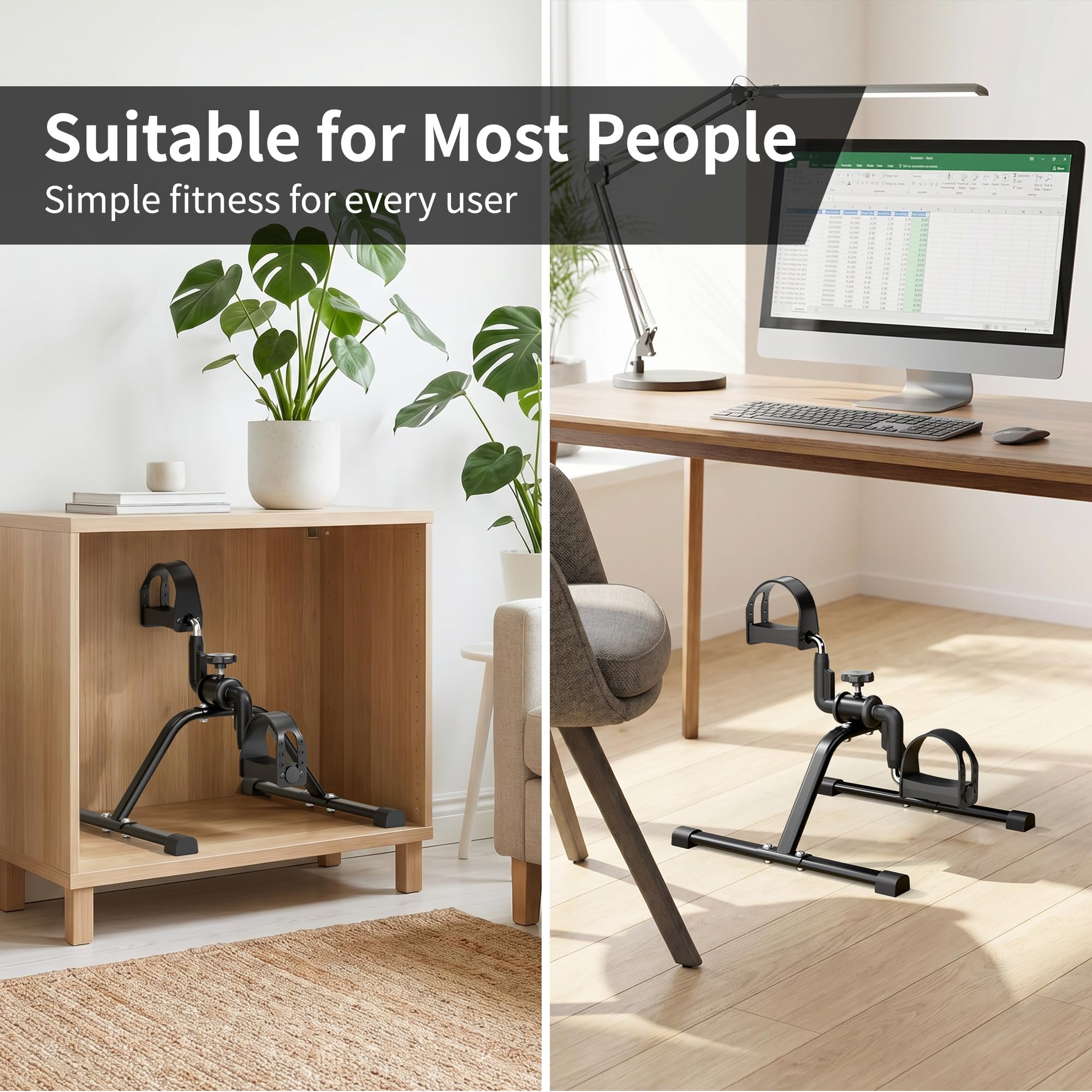 Bicicleta estática plegable con pedal, portátil, con pantalla LCD para ejercicio y entrenamiento de brazos y piernas (gris)