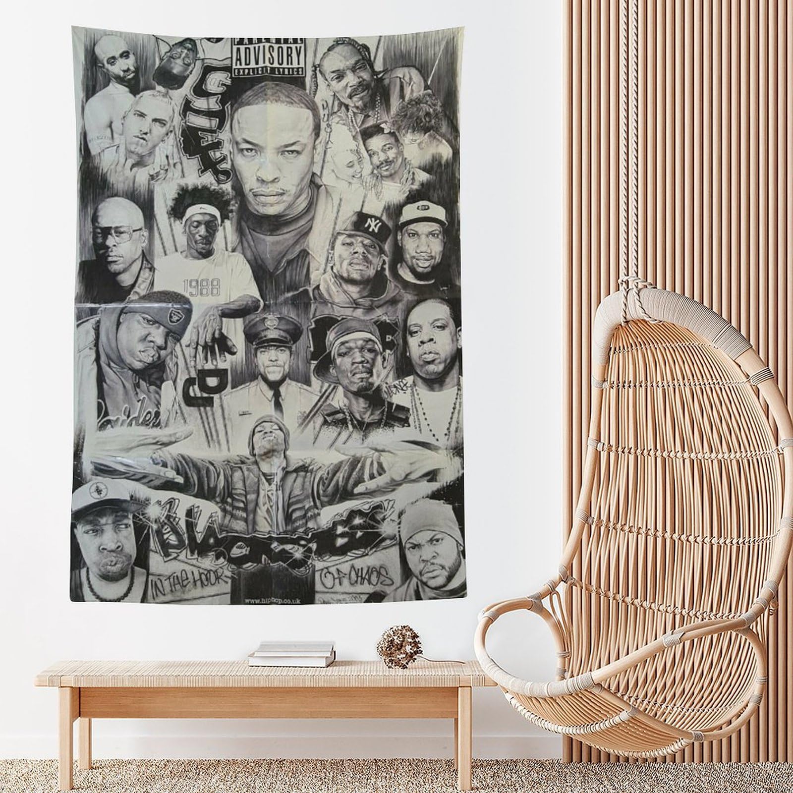 Poster da parete con cantante rap hip hop e stelle (7), decorazione da parete, decorazione moderna, 152,4 x 228,6 cm