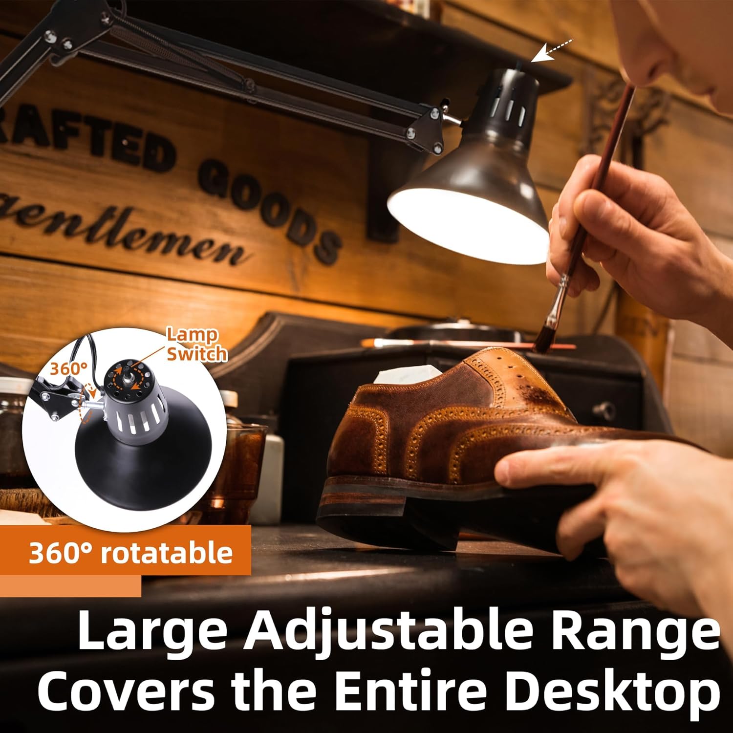 Hypool 2 Pack Desk Lamp w/A19 E26 LED Bulb for Home Office Eye-Caring Metal Extra Tall Swing Arm High Intensity Clamp Flexible Gooseneck Side Table Working Reading Computer Workbench 3000K Warm Light