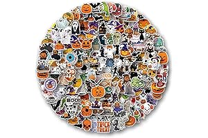 Halloween Stickers Value Pack - 200 Glossy Vinyl Hallooween Trinkets for Adults...