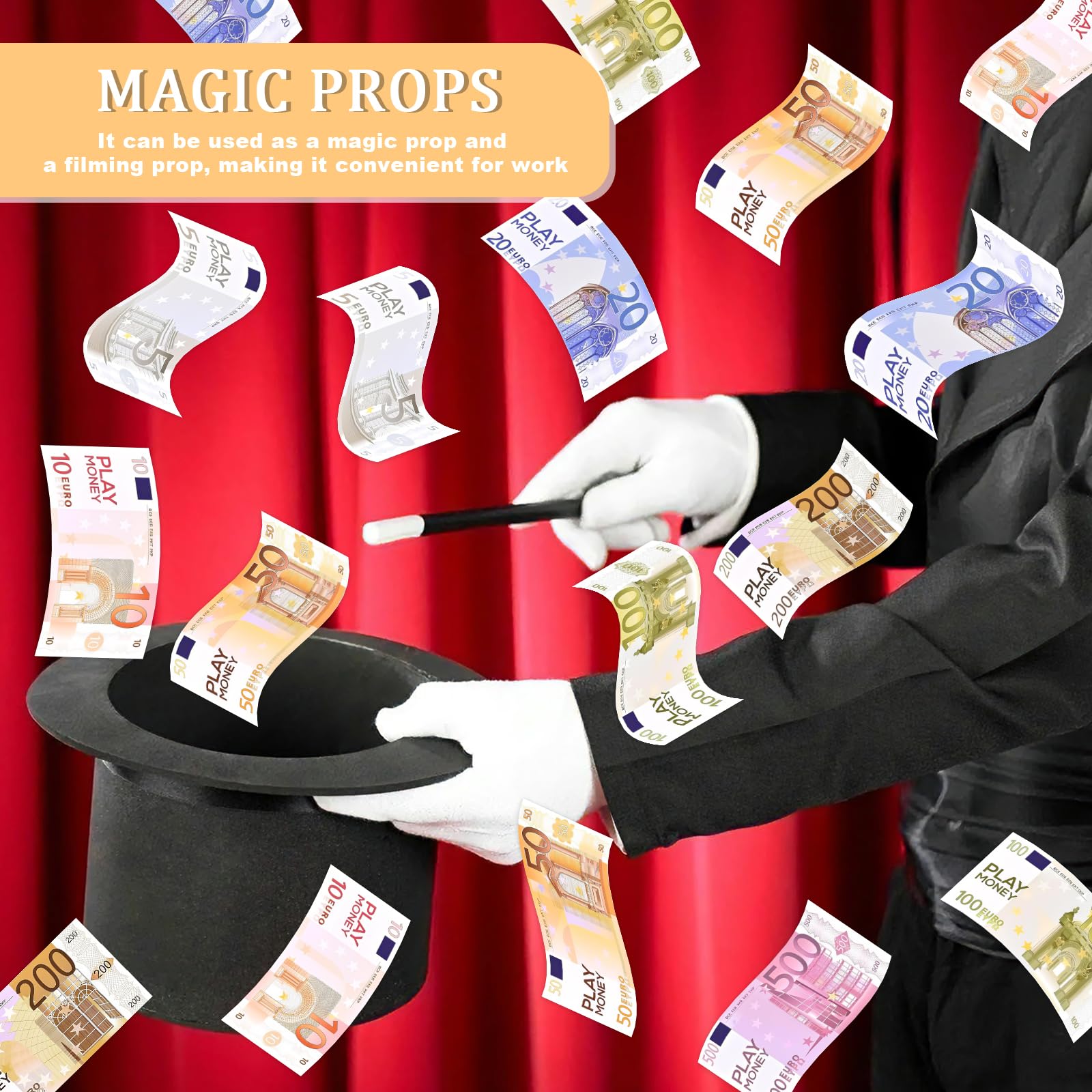 280 Stück Spielgeld Set, Spielgeld Scheine für Spiel | 5/10/20/50/100/200/500, 40 Blatt pro Blatt, Prop Money