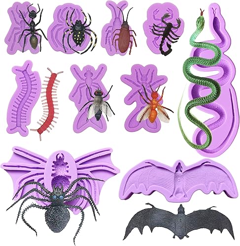 Woohome 10 moldes de silicona para fondant de insectos, moldes de fondant para decoración de tartas Sugarcraft, decoración de cupcakes para