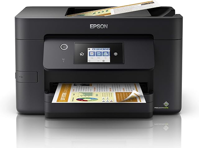 Epson WorkForce WF-3820 All-in-One Wireless Colour Printer with Scanner, Copier, Fax, Ethernet, Wi-Fi Direct and ADF, Black