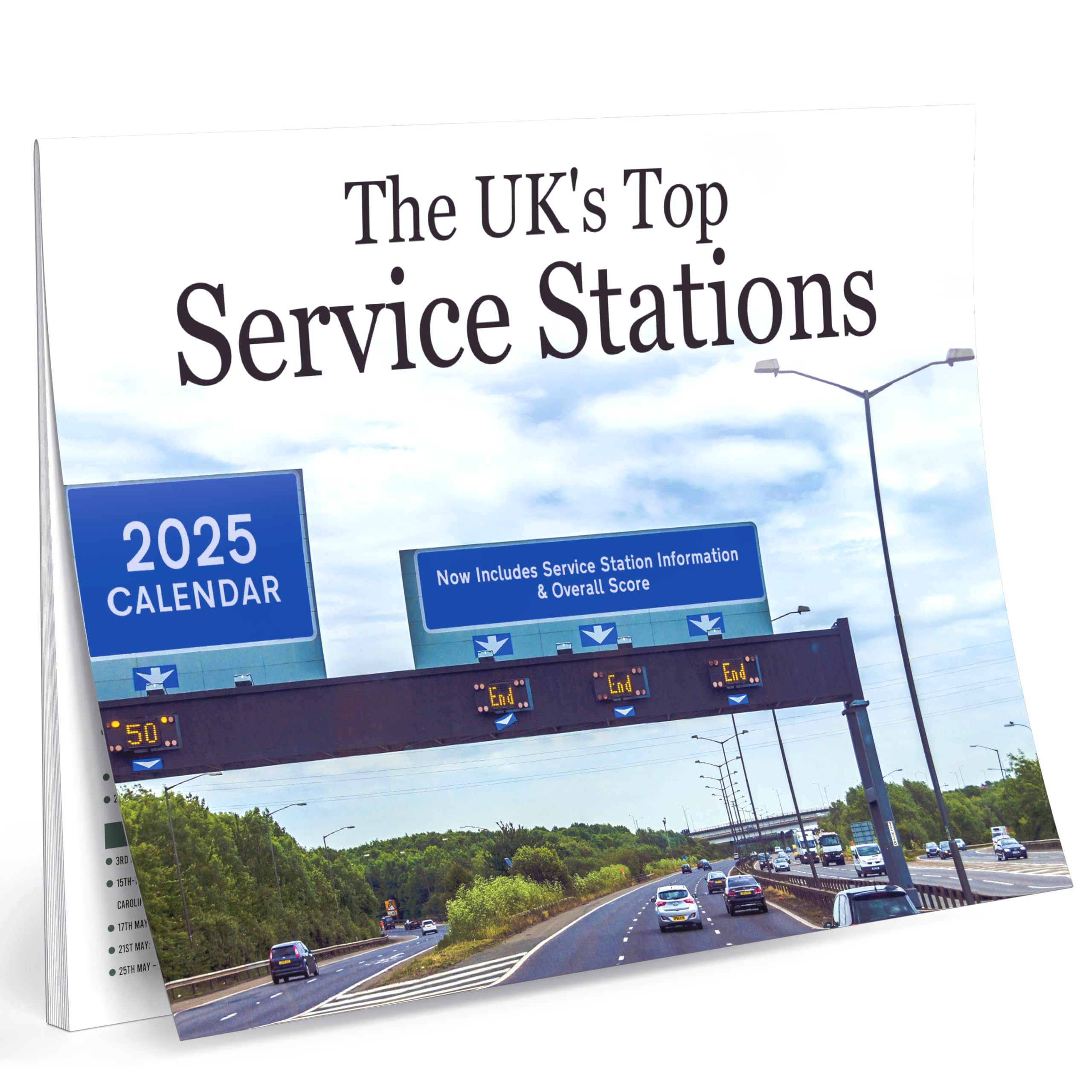 Calendar 2025 The UK’s Top Service Stations - Christmas Gift Stocking Filler Secret Santa Gifts - A3 Month to View features Images of Motorway Services - Funny Birthday Present for Him