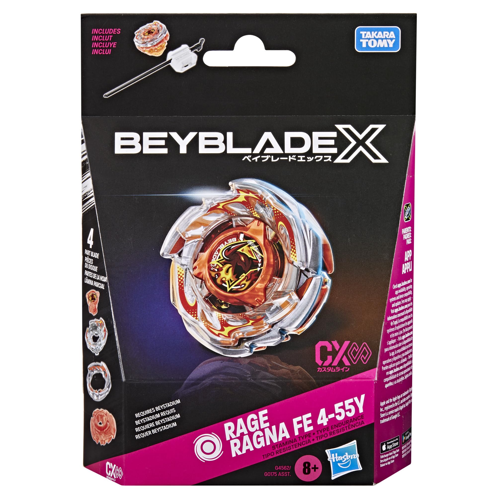 Beyblade X Rage Ragna FE 4-55Y CX Infinity Takara Tomy Kit Inicial Lanzador Tops Batalla Resistencia