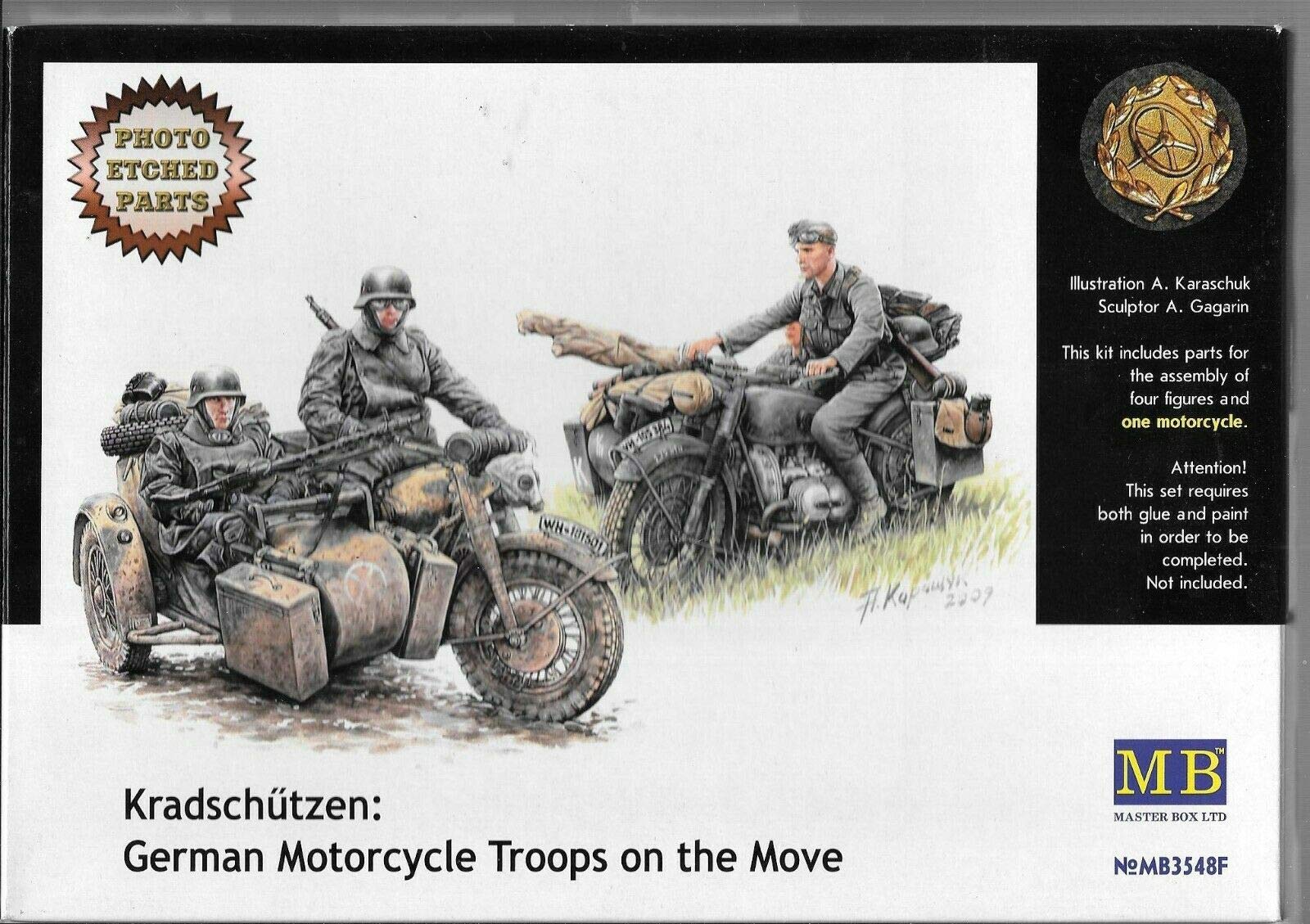 1/35スケール ミリタリーモデルキットセット Amazon.com: Master Box German Motorcycle Troops on the Move (4