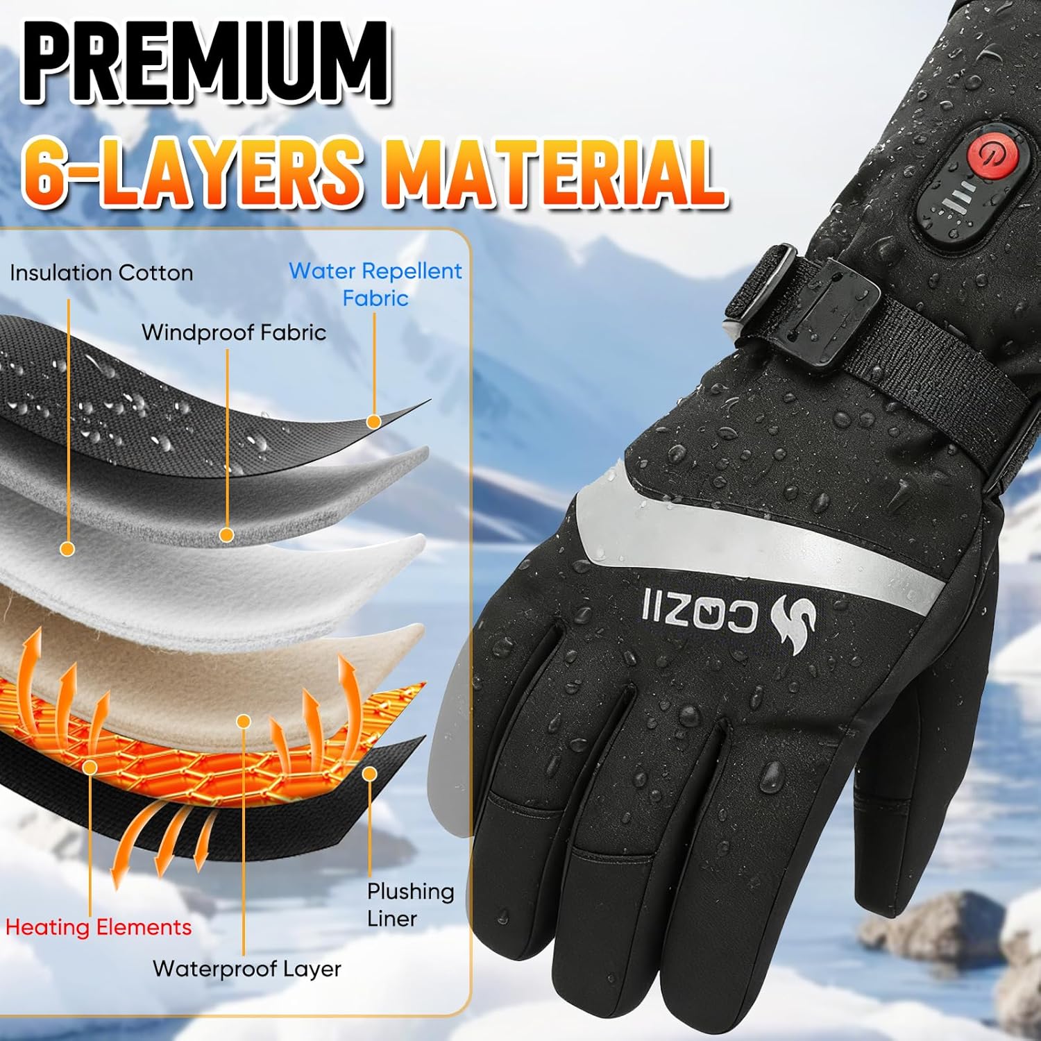 Heated Gloves for Men Women, 7.4V Heated Gloves Rechargeable with 2 Batteries, Touchscreen, 3 Heat Levels, Waterproof Electric Gloves for Snowboarding, Motorcycle, Hunting, Work, Winter Warm Gift - Image 2