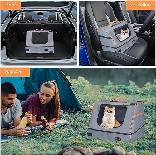 Miniatura 7 de Mejora la caja de arena portátil de viaje para gatos y conejos pequeños y medianos. Fácil de viajar, plegable extraíble (tapa con cremallera),