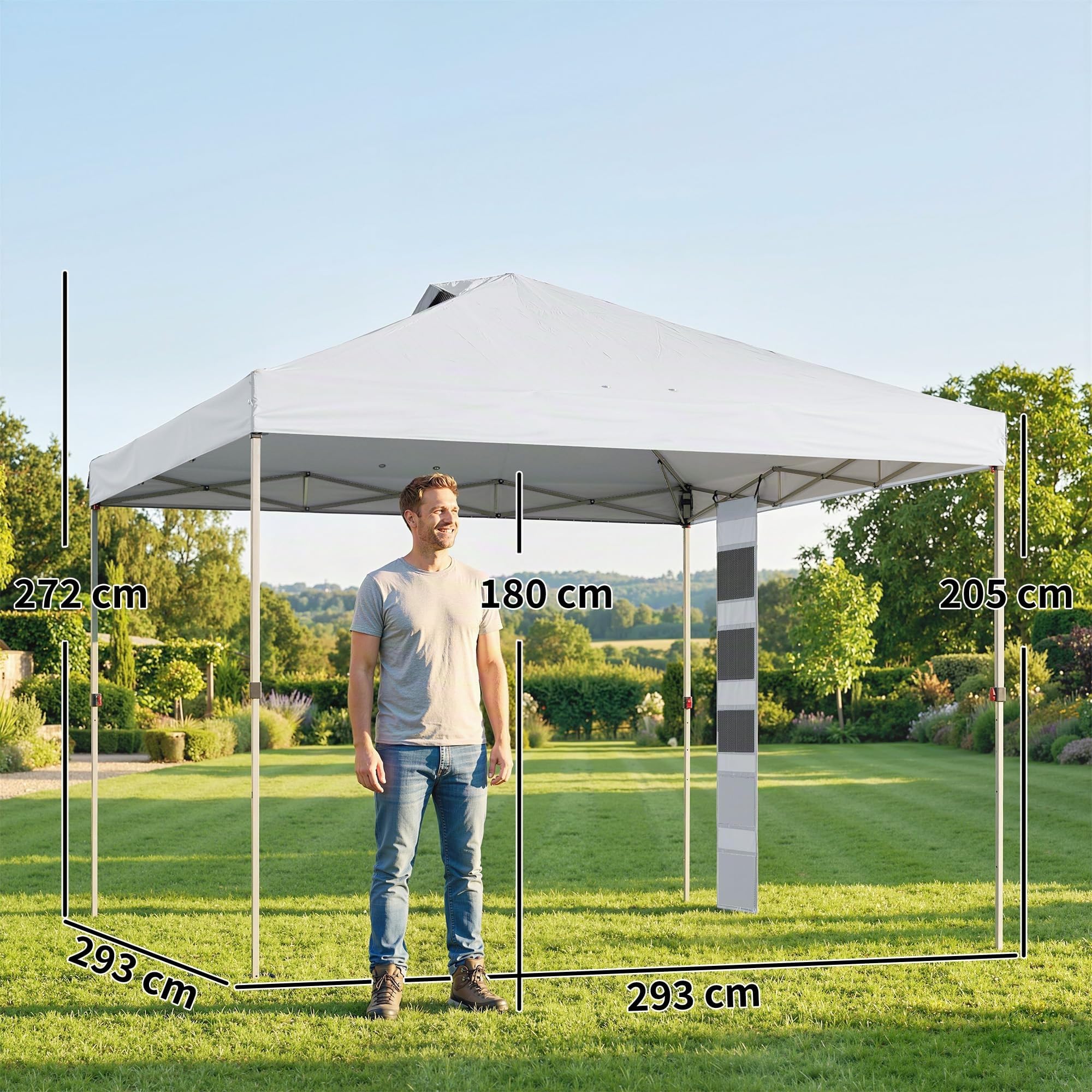 Outsunny Tonnelle de Jardin 3 x 3 m Pop Up Hauteur Réglable UV50+ Blanc