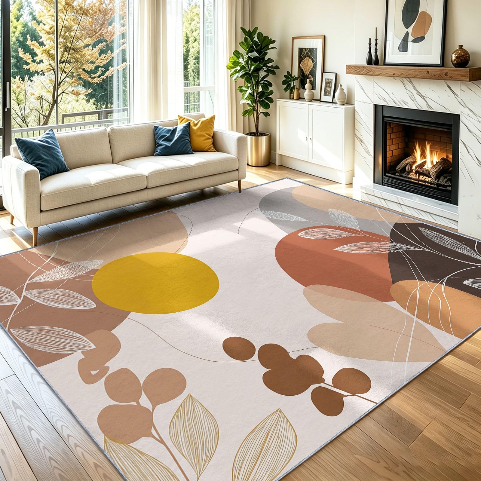 Tapis de salon antidérapant résistant aux glissades, tapis géométrique doux 60x110 cm