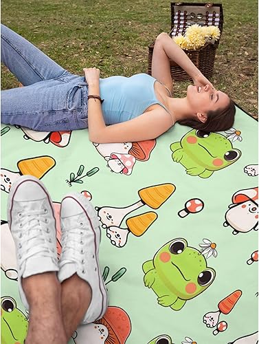 Miniatura 7 de Manta de rana y hongos, manta suave y acogedora de franela para sofá, cama y sala de estar, 50 x 40 pulgadas (S) para niños