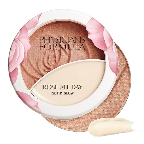 Physicians Formula Rosé All Day Set & Glow Highlighter Face Makeup Powder Sunlit Glow, Dermatologist Approved