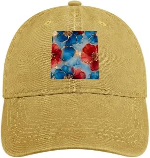 Alcohol Ink Flowers Marble Cotton Baseball Cap Adjustable Golf Dad Hat Denim Caps for Men Women