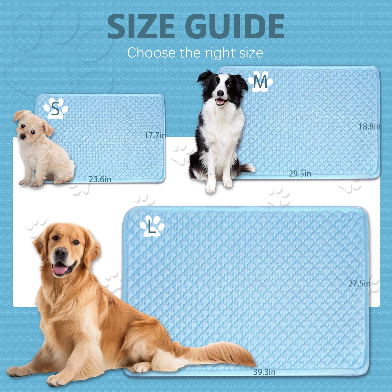 SOMOYA Tapis rafraîchissant pour chiens et chats - Lavable - En soie glacée - Respirant - Pour grands chiens et chats - Taille XL