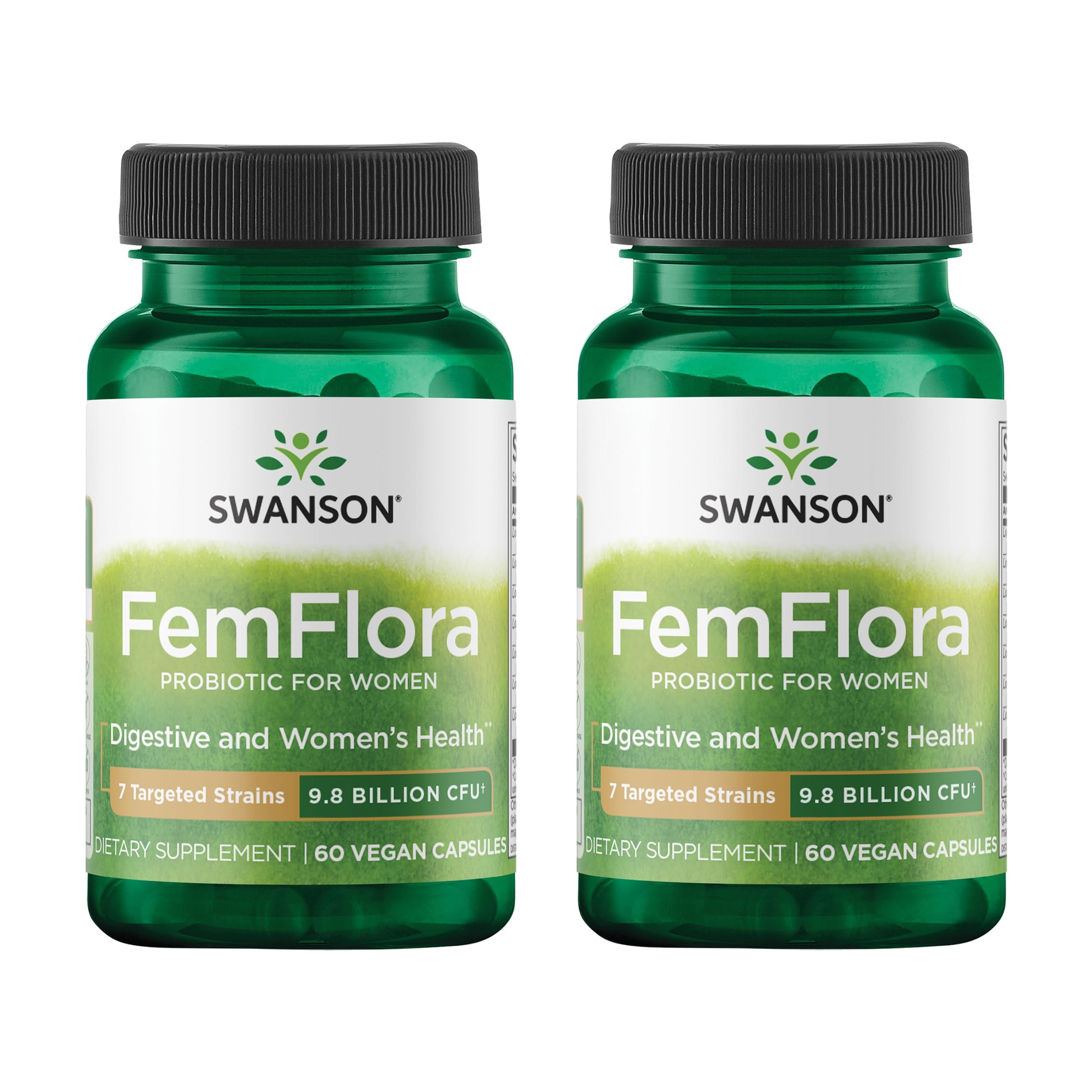 Swanson FemFlora Women's Probiotic, 9 Billion CFU, 60 Capsules, 2 Pack 60 Count (Pack of 2)
