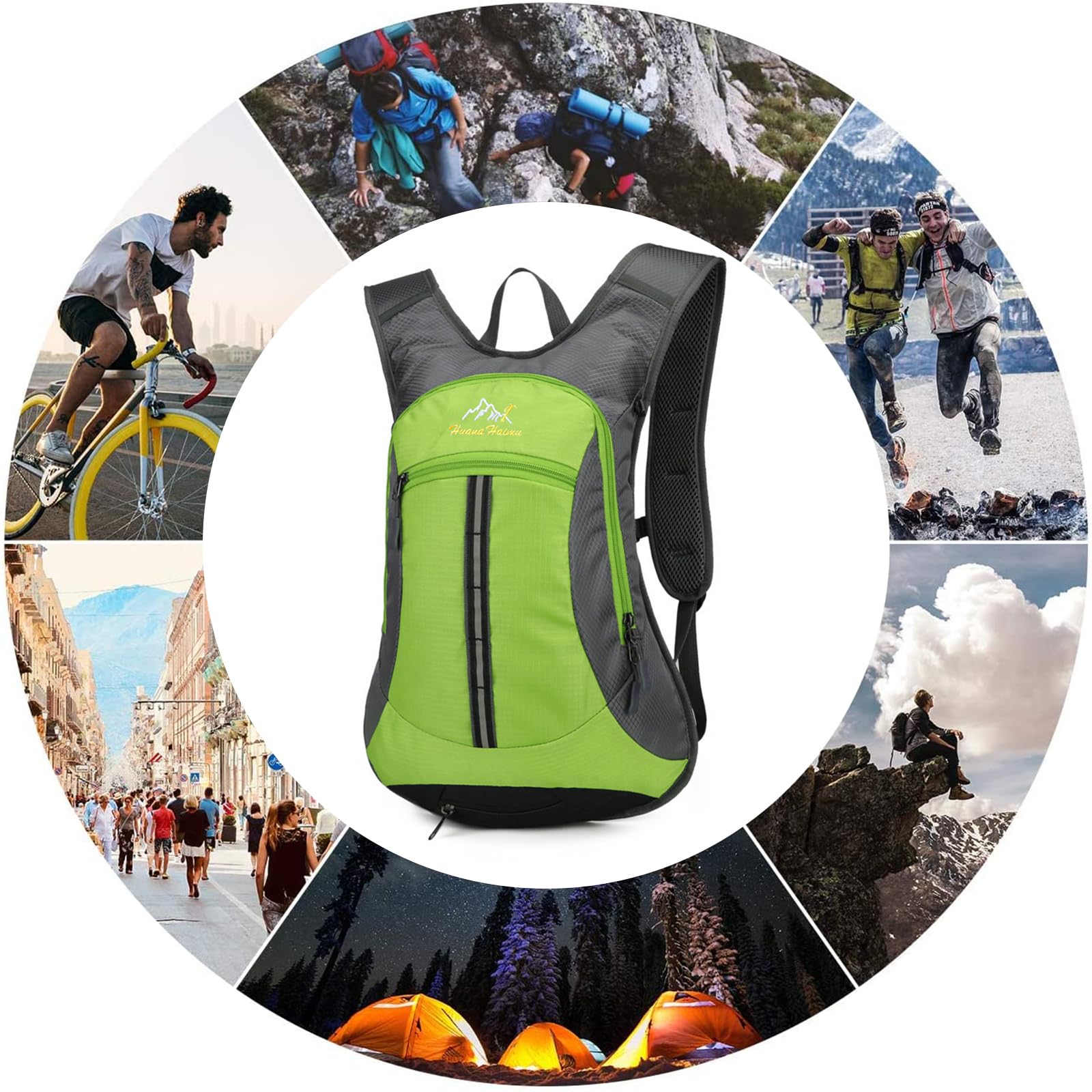 Zaino da Trekking Zaino Impermeabile 18L Leggero Zaino Hiking Backpack per Donna Uomo Campeggio Ciclismo Arrampicata Sport Verde