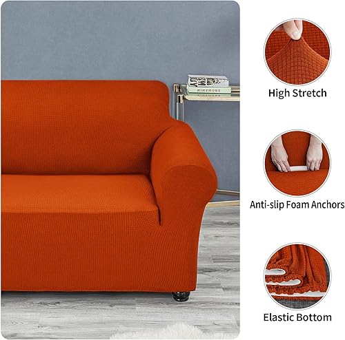Miniatura 5 de Joccun - Funda elástica para sofá biplaza, funda protectora de 1 pieza para sofá de 2 cojines, de elastano, jacquard, lavable, para sala de estar,