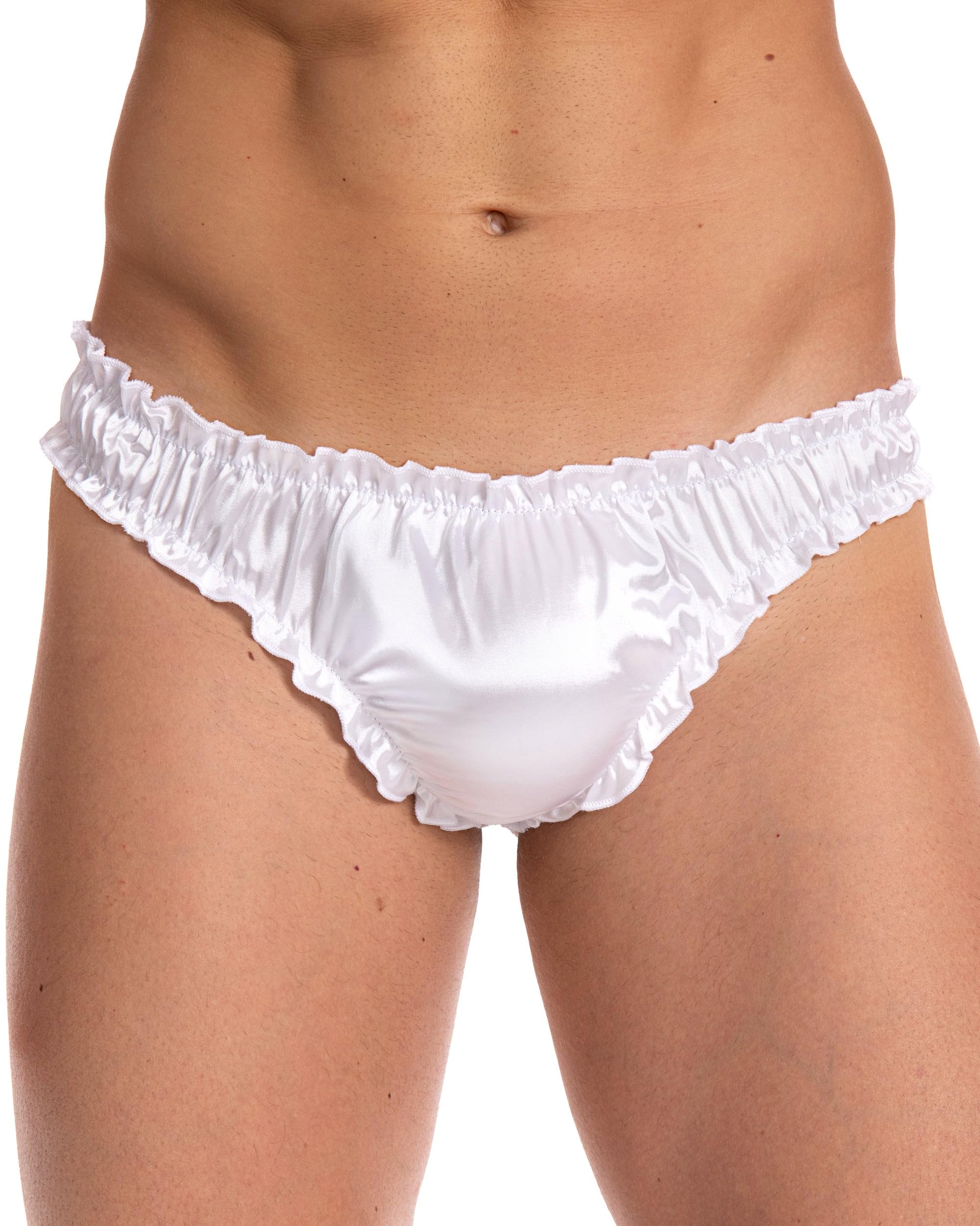Men's Satin Ruffle Sissy Thong Tanga Knickers Briefs Panties
